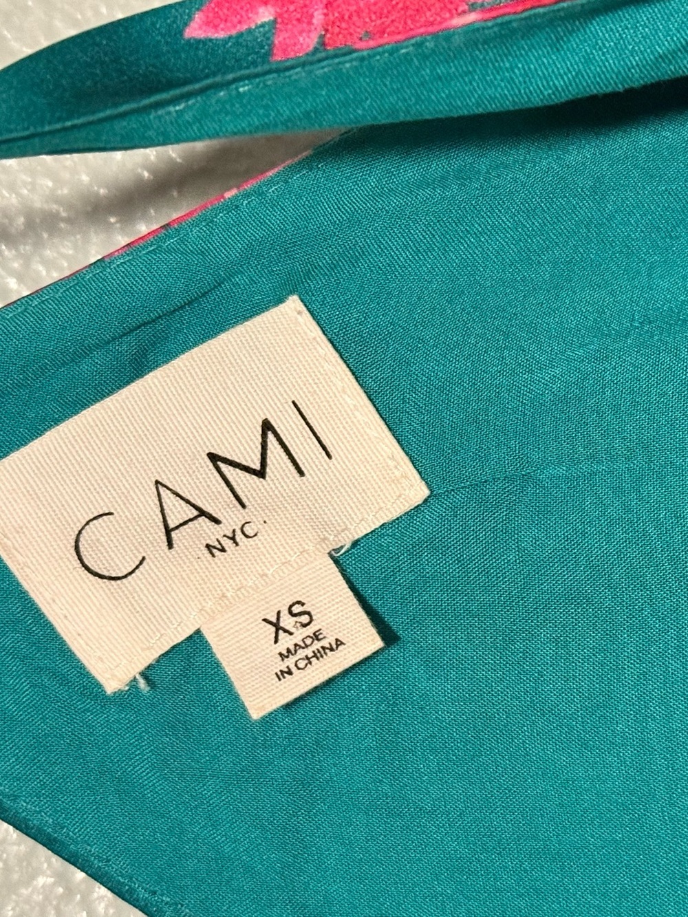 Cami Floral 100% silk  Tie-Front Cami Top in Teal size XS - Picture 4 of 6